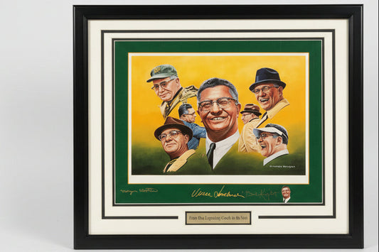 "From One Legendary Coach to the Next" Bobby Knight & Morgan Wooten SIGNED Lombardi Litho JSA