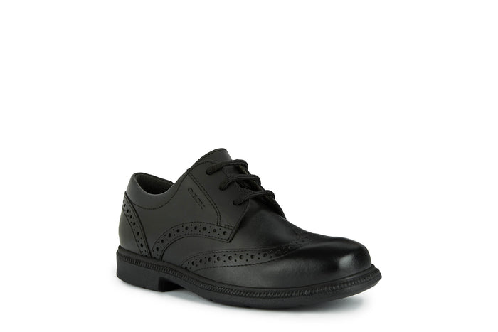 Geox School Shoes | Federico Brogue Lace Up | Black