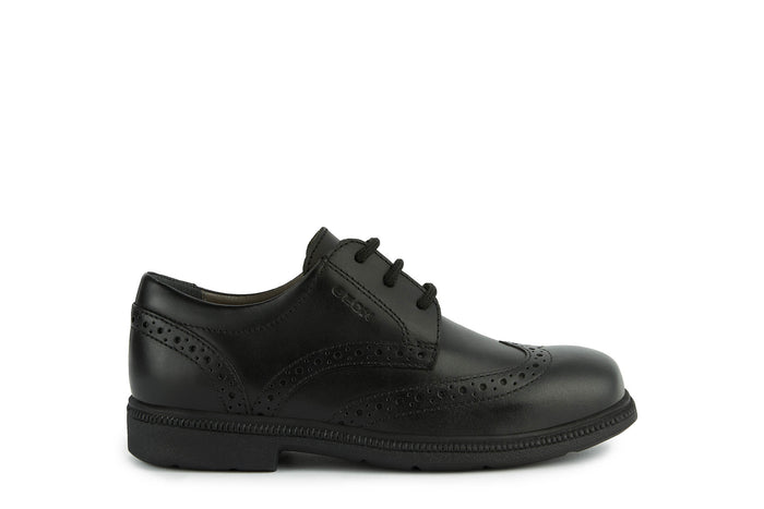 Geox School Shoes | Federico Brogue Lace Up | Black
