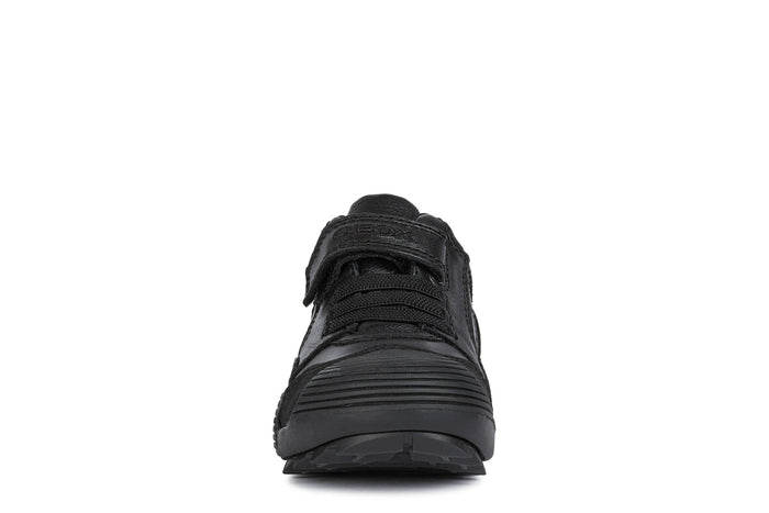 Geox School Shoes | Savage Elastic Velcro | Black Leather