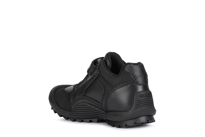 Geox School Shoes | Savage Elastic Velcro | Black Leather