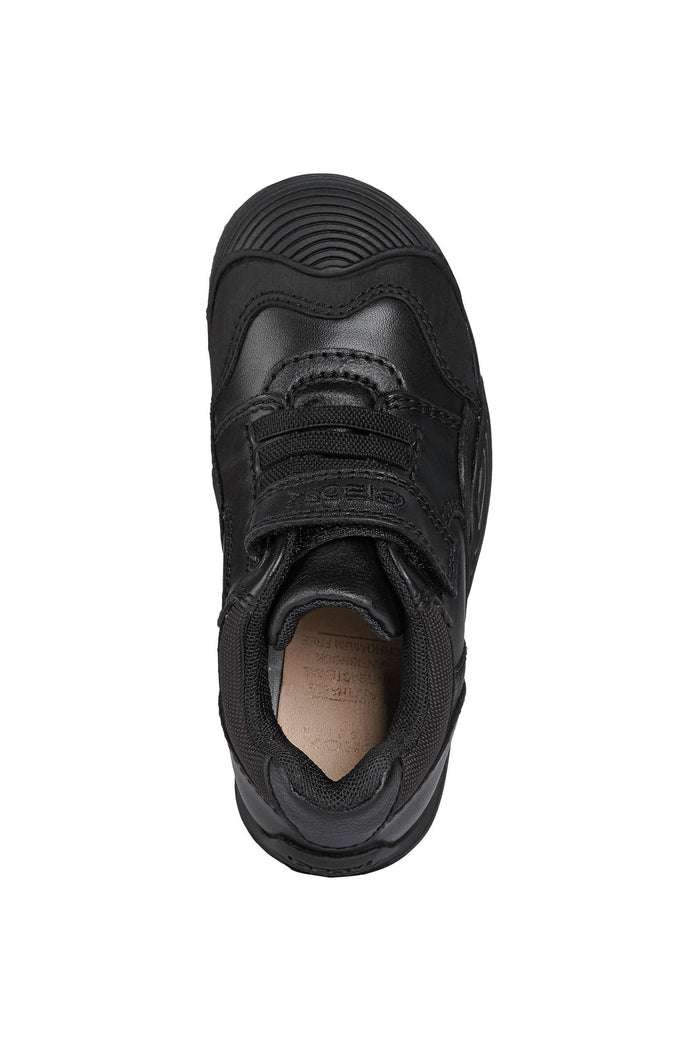 Geox School Shoes | Savage Elastic Velcro | Black Leather