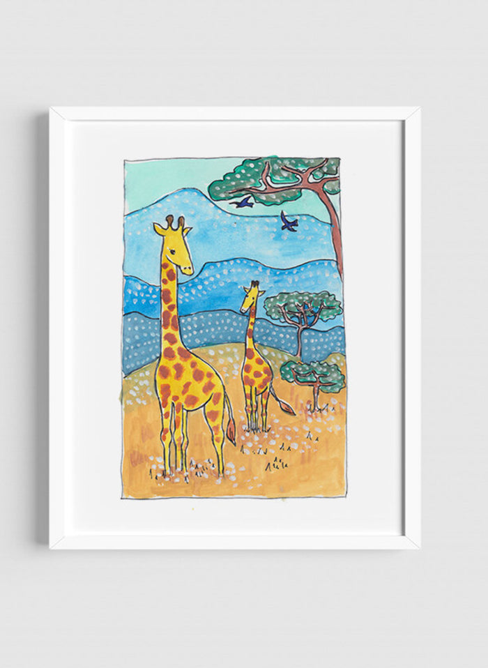 Giraffes in African Savannah Print