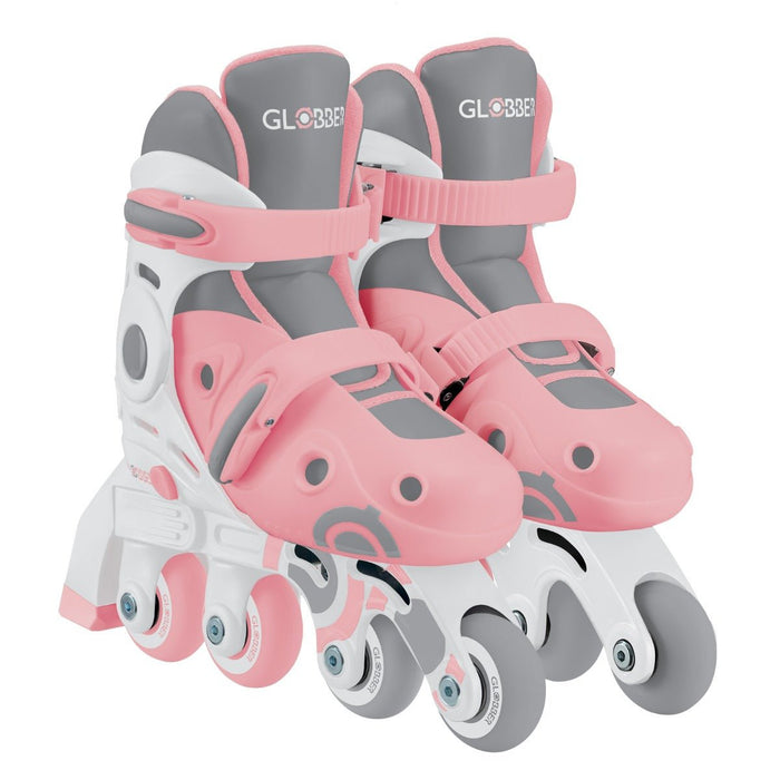 Globber 2 in 1 Learning Inline Roller Skates  for Toddlers: Size 26-29 - Pastel Pink