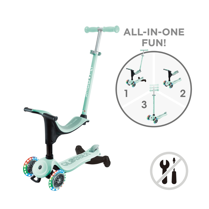 Globber Go Up Sporty Lights 360 Scooter - Mint/ Pistachio