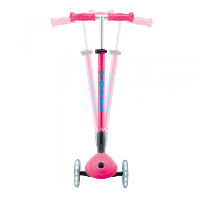 Globber Primo FOLD PLUS LIGHTS Scooter - Fuchsia Pink / Sky Blue