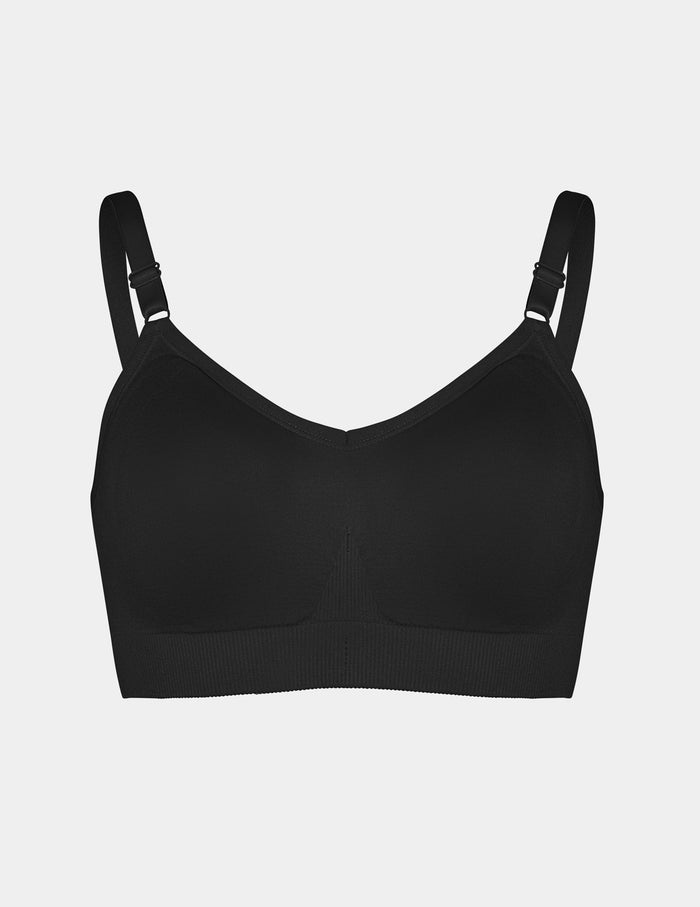 | View of Good to Go Seamless Bra shown front-facing against a light gray background | Black