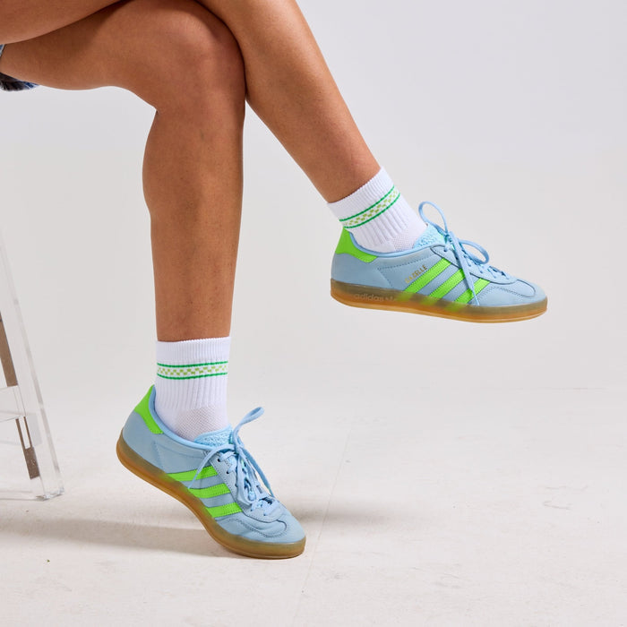 Del Campo Green Checkered Stripes golf socks