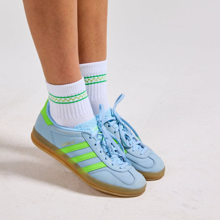 Del Campo Green Checkered Stripes golf socks