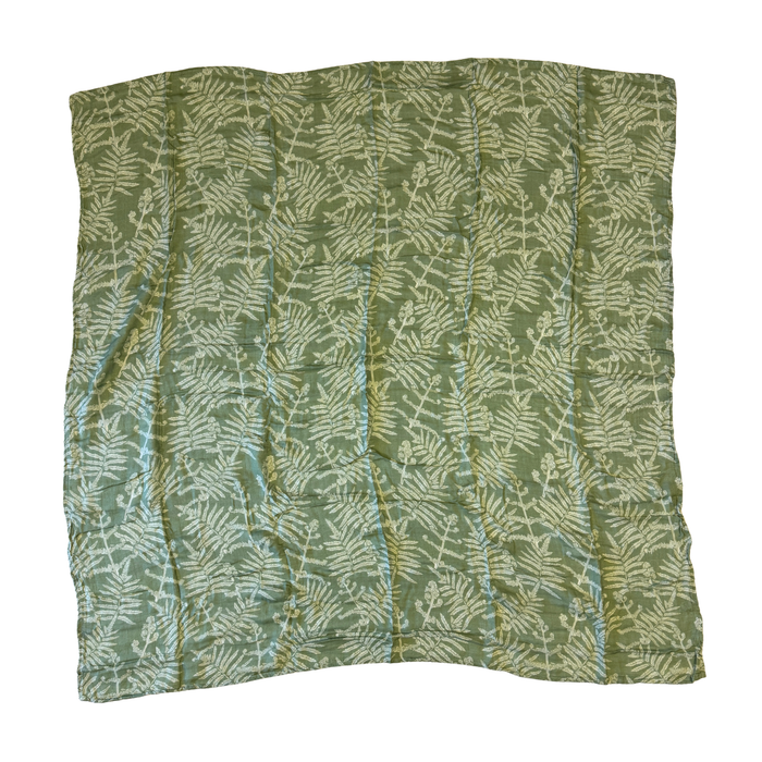 Green Neke Fern Kapa Moe - Hawaiian Bamboo Swaddle Blanket