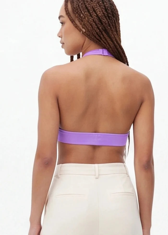 Halter Sheer mesh Crop Top / Crystals Bralette / TOP ALEX LILAC,TOPS - EXES LINGERIE