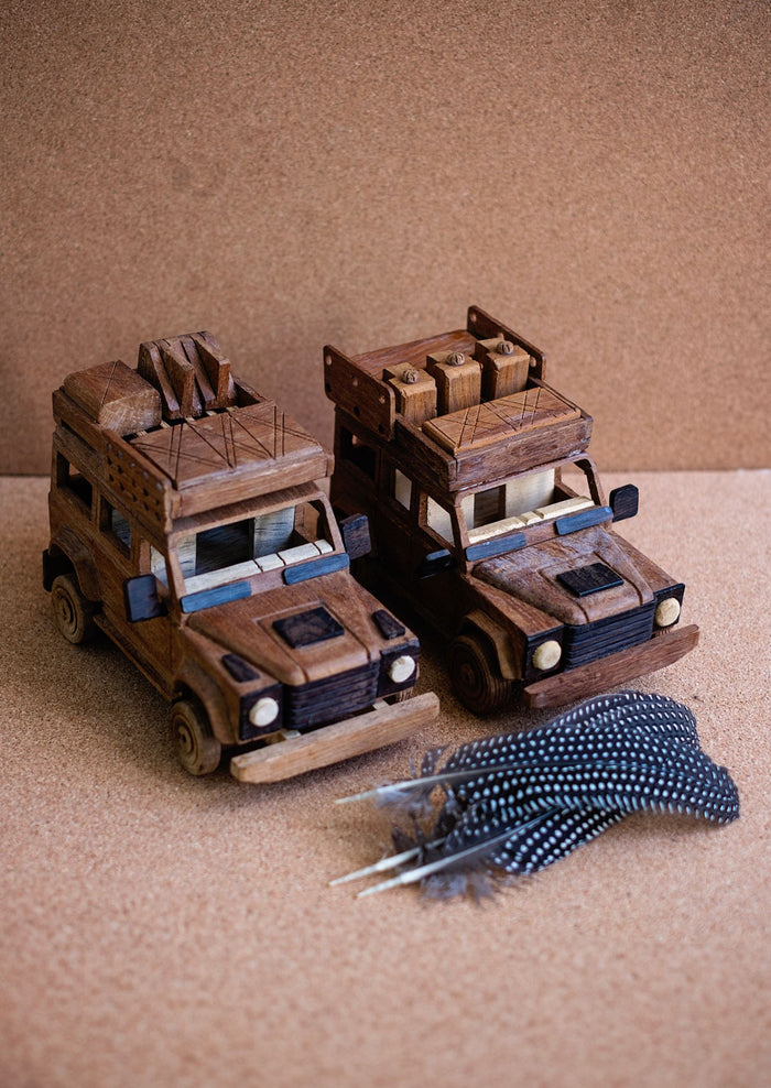 Hand Carved Wooden Land Rover