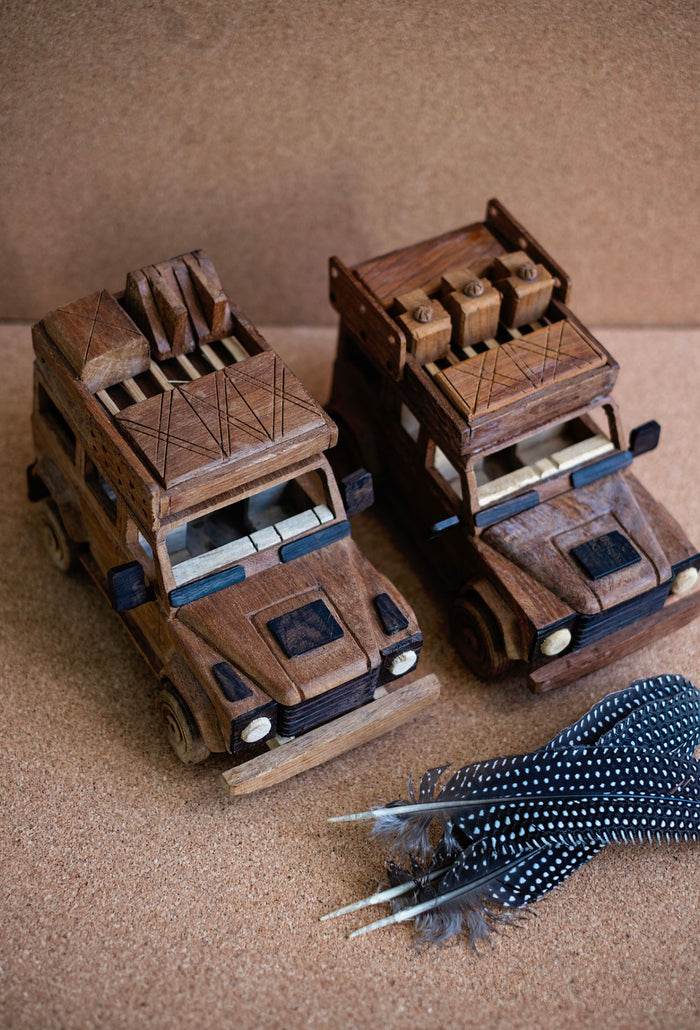 Hand Carved Wooden Land Rover