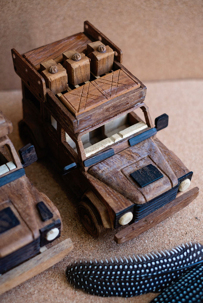 Hand Carved Wooden Land Rover
