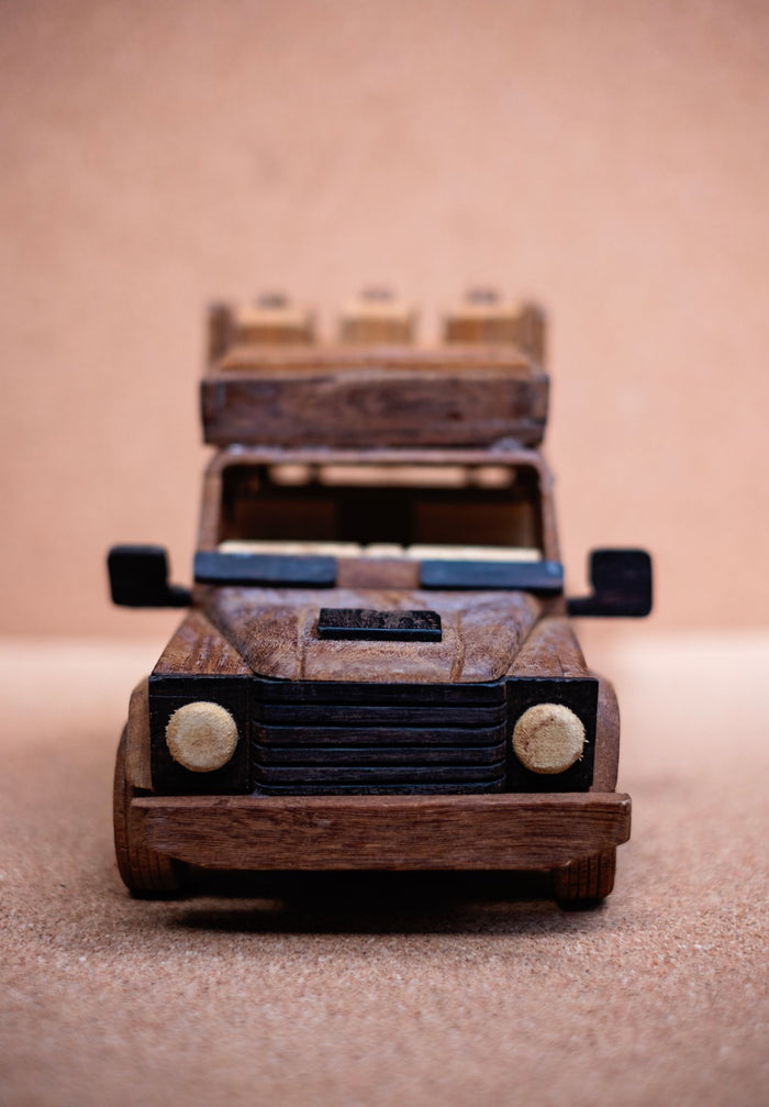 Hand Carved Wooden Land Rover