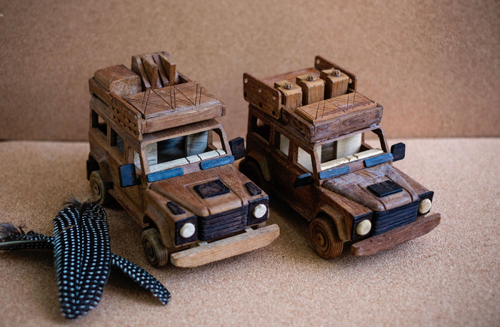 Hand Carved Wooden Land Rover