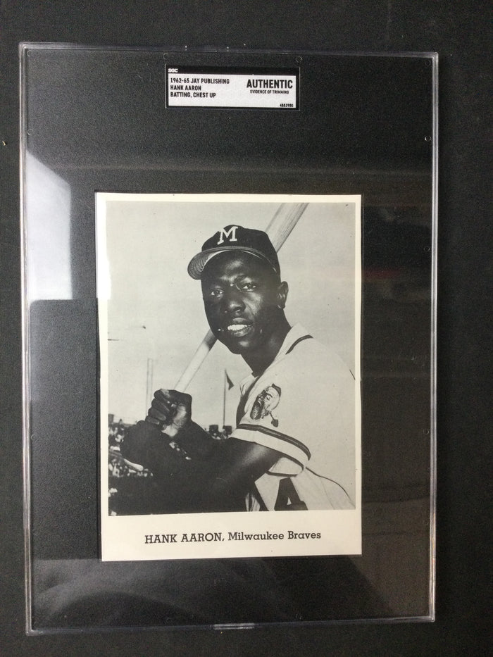 Hank Aaron Jay Publishing 1962 Milwaukee Braves "Batting Chest-Up" SGC Over-Size Slab