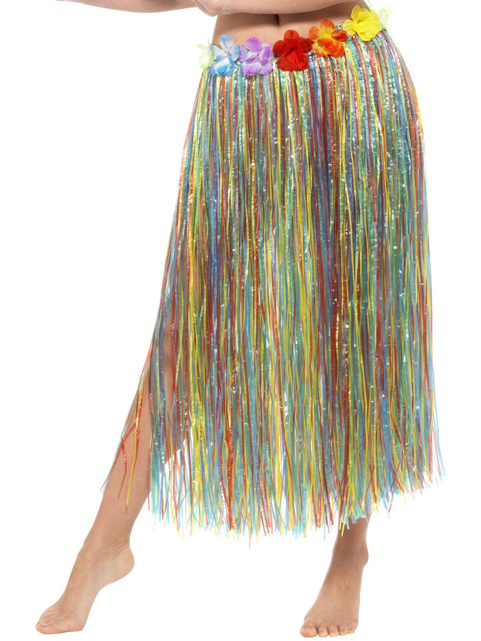 Hawaiian Hula Skirt with Flowers, Multi-Coloured