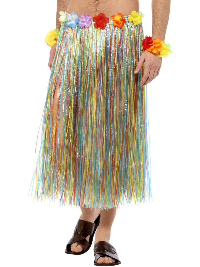 Hawaiian Hula Skirt with Flowers, Multi-Coloured
