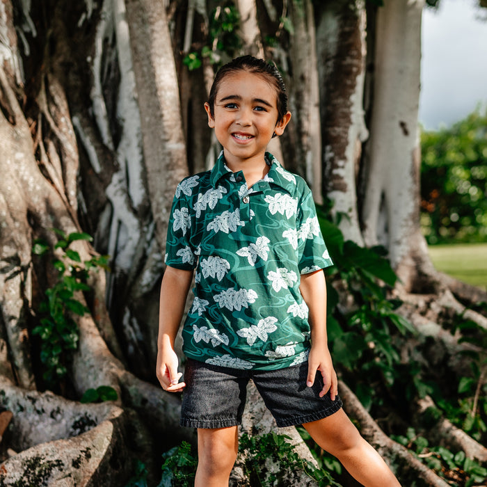 Hawaiian Loʻi Pō Bamboo Kalei Athletic Polo