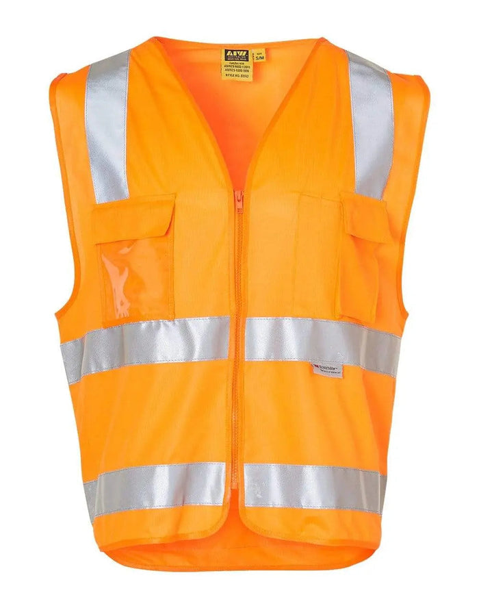 Hi-vis Safety Vest With Id Pocket & 3m Tape SW42 Work Wear Australian Industrial Wear 2XS Orange