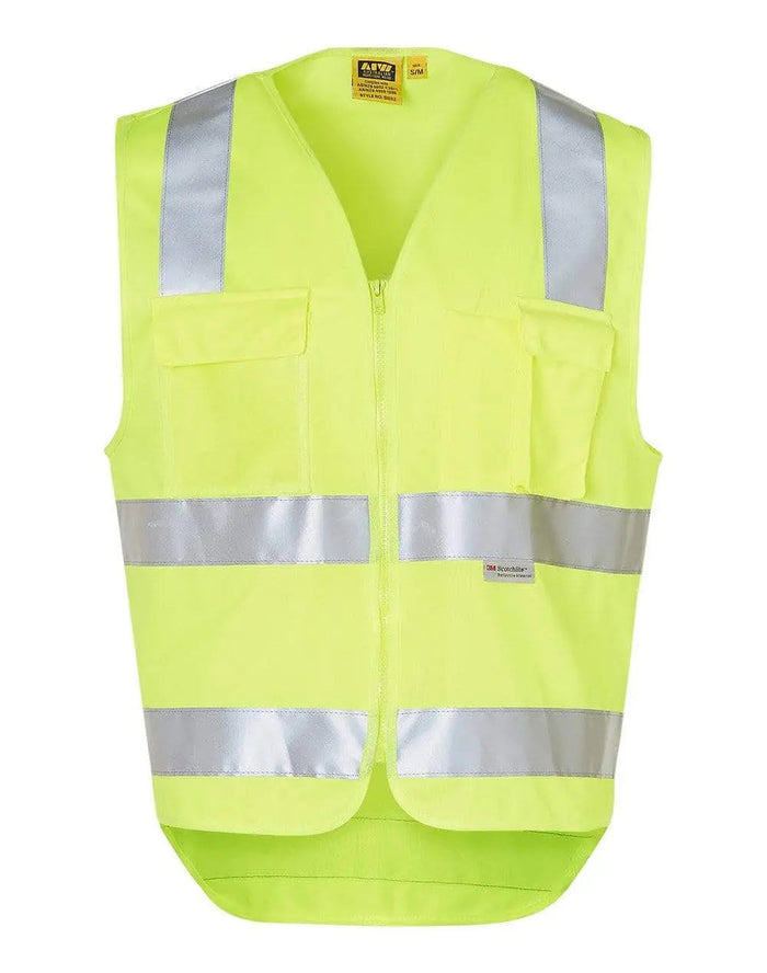 Hi-vis Safety Vest With Id Pocket & 3m Tape SW42 Work Wear Australian Industrial Wear 2XS Yellow