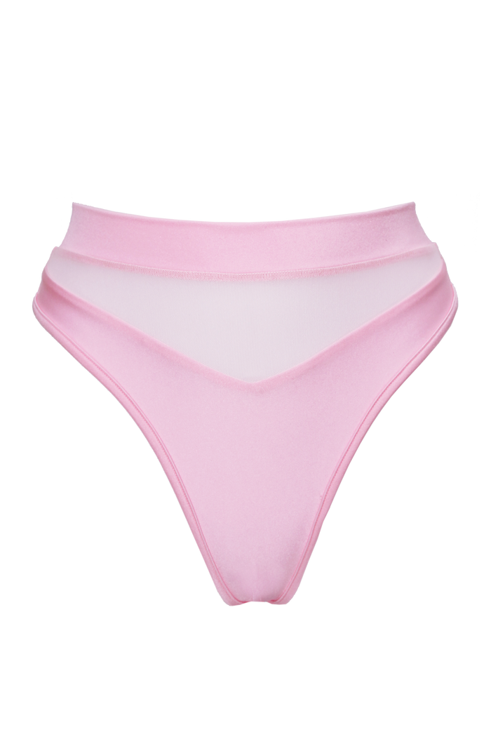 High-Cut Bottom 1/2 Mesh / BOND BABY PINK - EXES LINGERIE