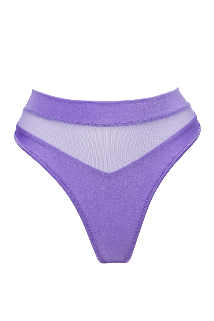 High-Cut Bottom 1/2 Mesh / BOND LYCRA LILAC - EXES LINGERIE
