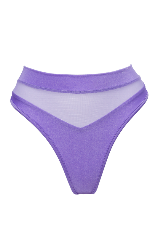 High-Cut Bottom 1/2 Mesh / BOND LYCRA LILAC - EXES LINGERIE