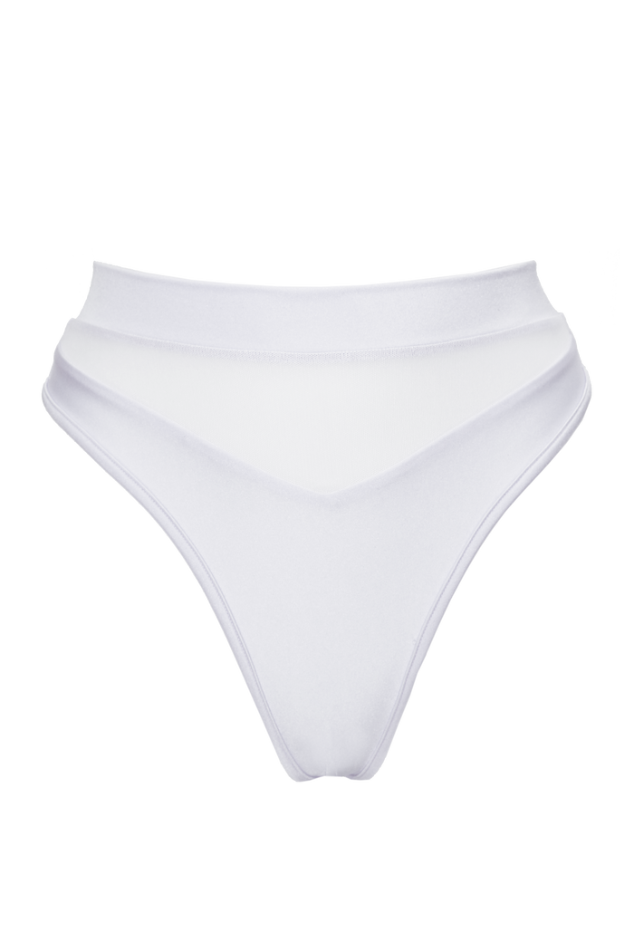High-Cut Bottom 1/2 Mesh / BOND WHITE - EXES LINGERIE