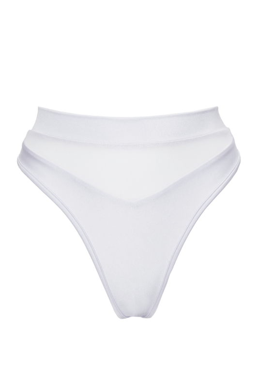 High-Cut Bottom 1/2 Mesh / BOND WHITE - EXES LINGERIE