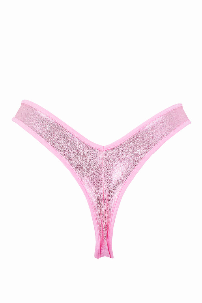 High-Cut Rave Holographic Bottom / LULY Holo BABY PINK,BOTTOMS - EXES LINGERIE