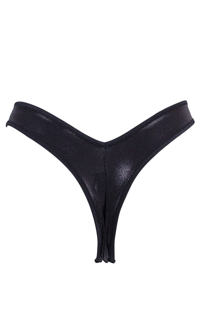 High-Cut Rave Holographic Bottom / LULY Holo Black,BOTTOMS - EXES LINGERIE