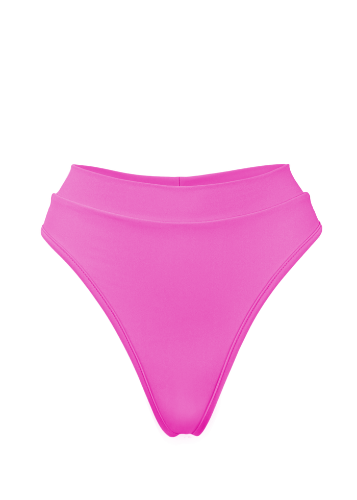 High-Waist Bikini Bottom / BOND NEON PINK - EXES LINGERIE