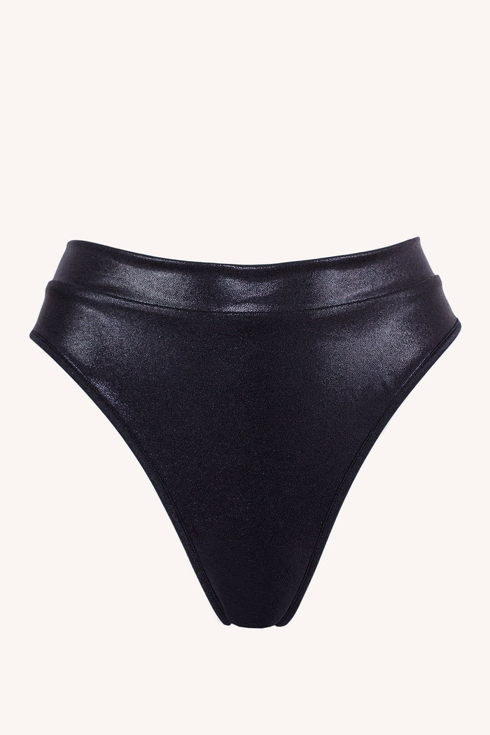 High Waist Rave Holographic Bottom / BOND Holo BLACK,BOTTOMS - EXES LINGERIE