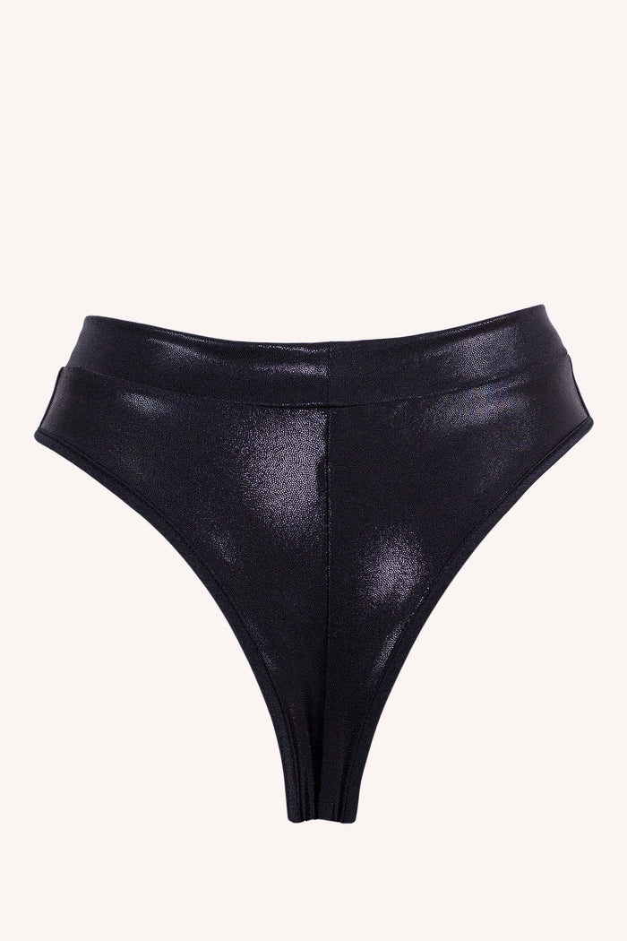 High Waist Rave Holographic Bottom / BOND Holo BLACK,BOTTOMS - EXES LINGERIE