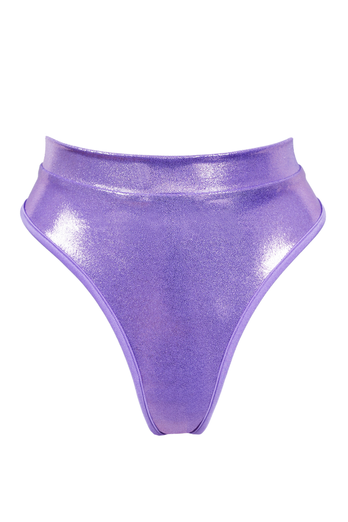 High Waist Rave Holographic Bottom / BOND Holo LILAC,BOTTOMS - EXES LINGERIE