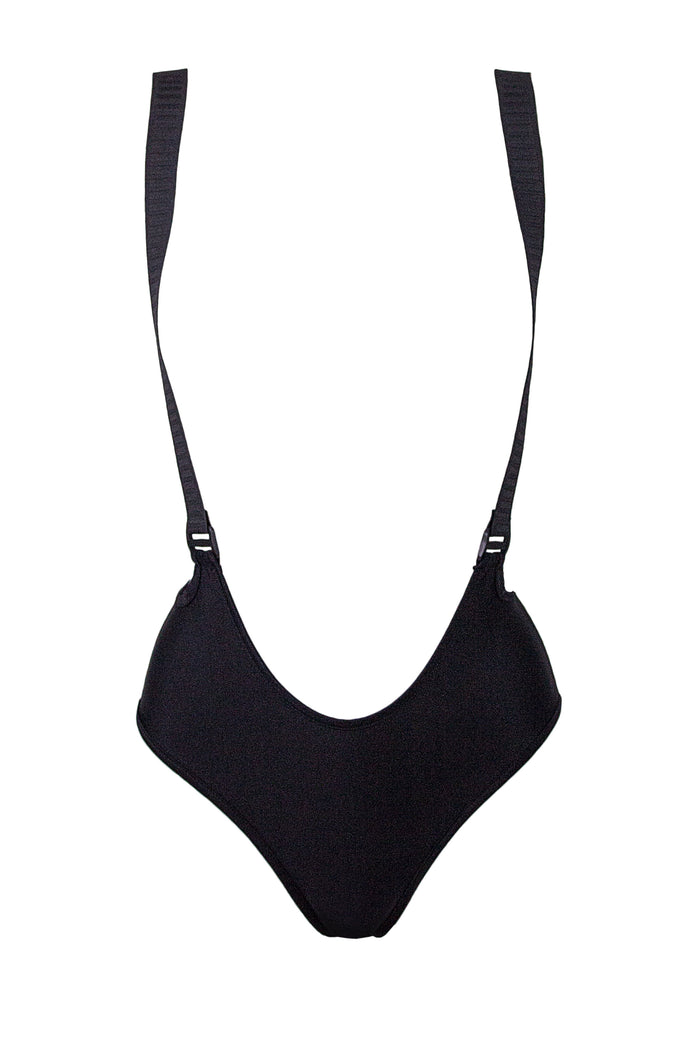 High waisted Pole Dance Bottom with suspenders / High Waist BRAGA / BLACK,BOTTOMS - EXES LINGERIE