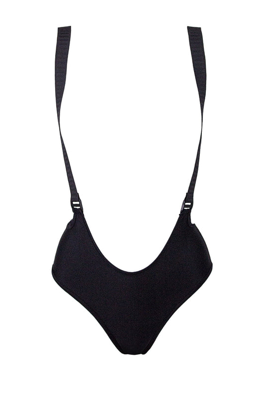 High waisted Pole Dance Bottom with suspenders / High Waist BRAGA / BLACK,BOTTOMS - EXES LINGERIE