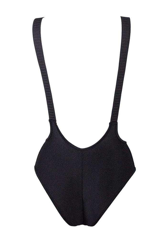 High waisted Pole Dance Bottom with suspenders / High Waist BRAGA / BLACK,BOTTOMS - EXES LINGERIE