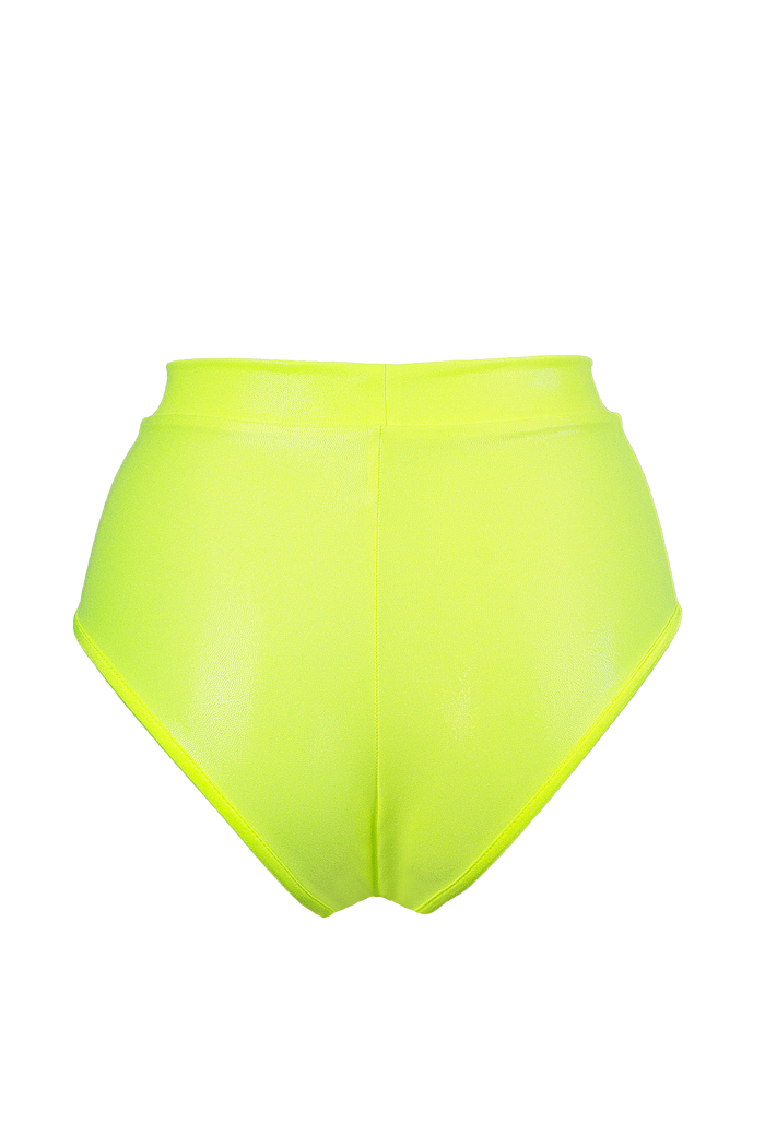 High waisted Pole Wear holographic Bottom / HW BASIC / NEON YELLOW Hologram - EXES LINGERIE