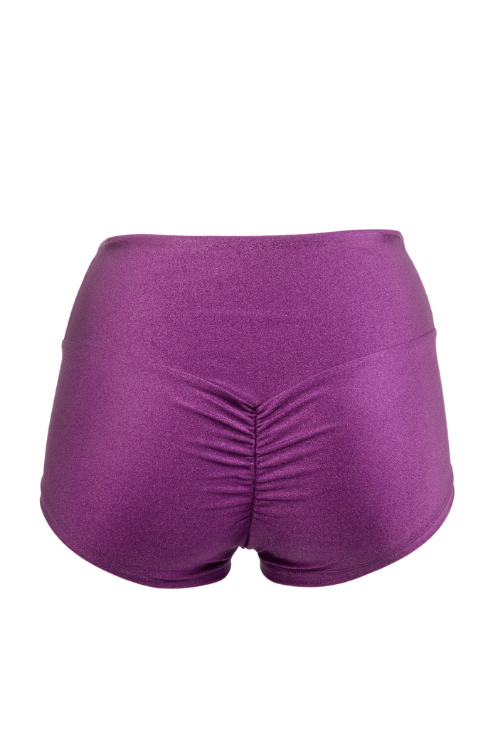 Athletic Shorts Scrunch Butt / HIGH WAISTED SHORTS RUCHED BACK / GRAPE,BOTTOMS - EXES LINGERIE