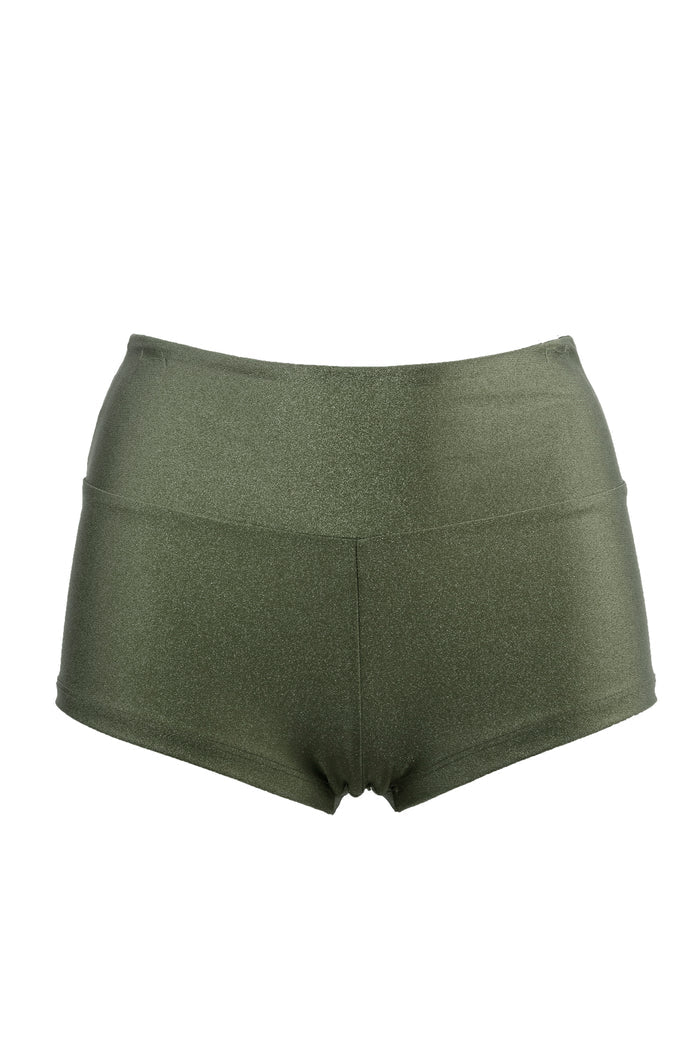 Athletic Shorts Scrunch Butt / HIGH WAISTED SHORTS RUCHED BACK / KHAKI,BOTTOMS - EXES LINGERIE