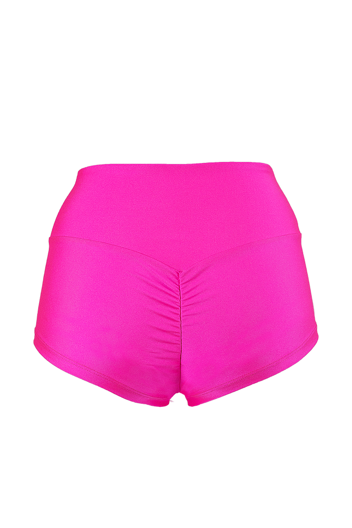 Athletic Short Scrunch Butt / SHORT RUCHED BACK / Neon Pink - EXES LINGERIE