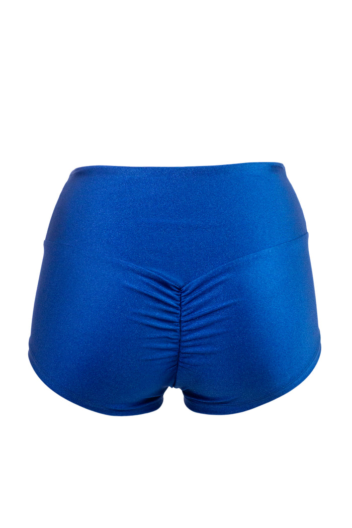 Athletic Shorts Scrunch Butt / HIGH WAISTED SHORTS RUCHED BACK / ROYAL BLUE,BOTTOMS - EXES LINGERIE