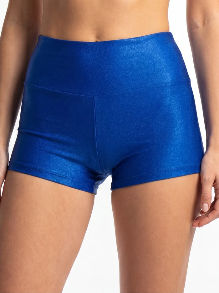 Athletic Shorts Scrunch Butt / HIGH WAISTED SHORTS RUCHED BACK / ROYAL BLUE,BOTTOMS - EXES LINGERIE
