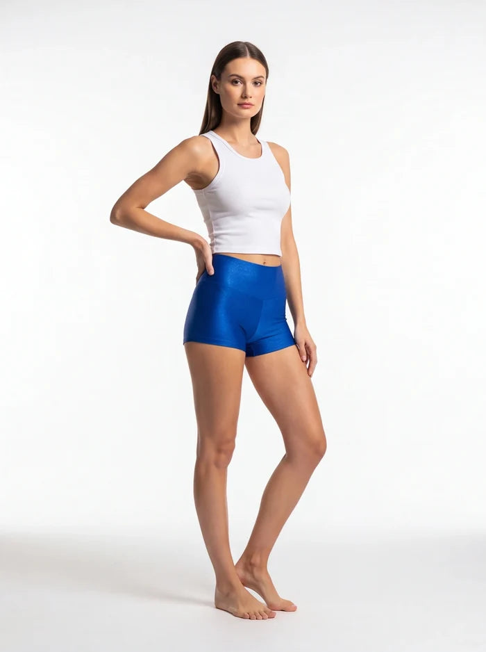 Athletic Shorts Scrunch Butt / HIGH WAISTED SHORTS RUCHED BACK / ROYAL BLUE,BOTTOMS - EXES LINGERIE