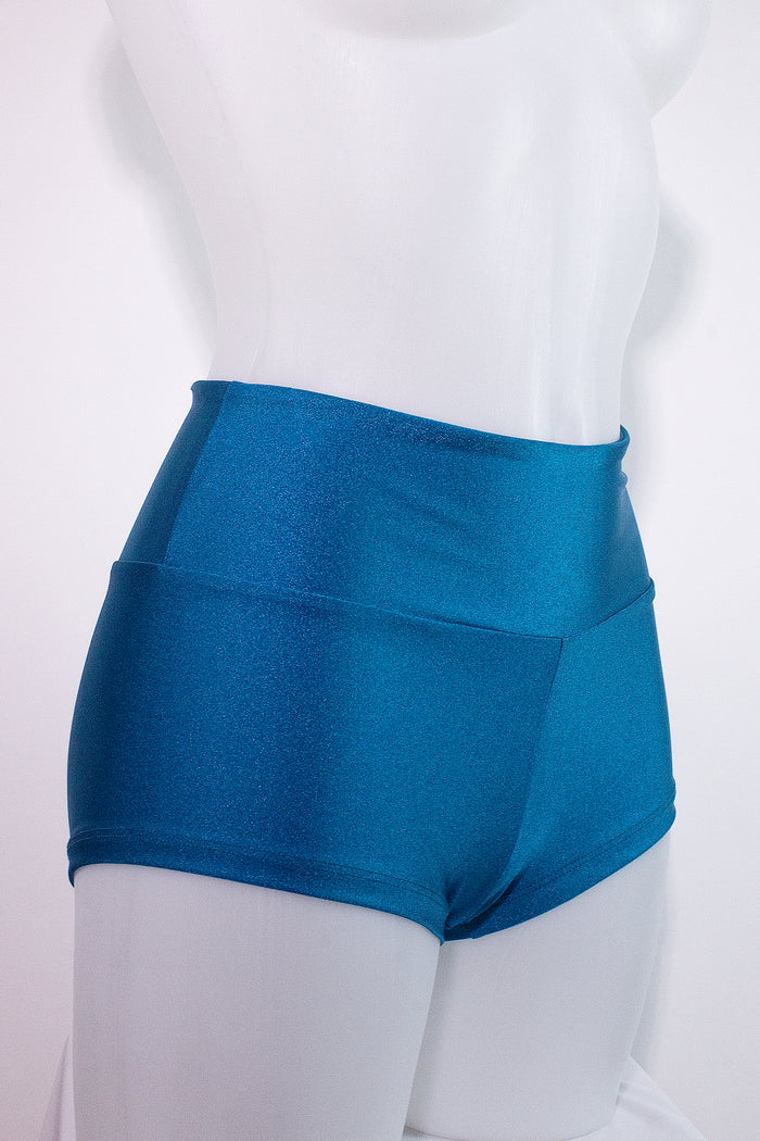 Athletic Shorts Scrunch Butt / HIGH WAISTED SHORTS RUCHED BACK / TEAL,BOTTOMS - EXES LINGERIE