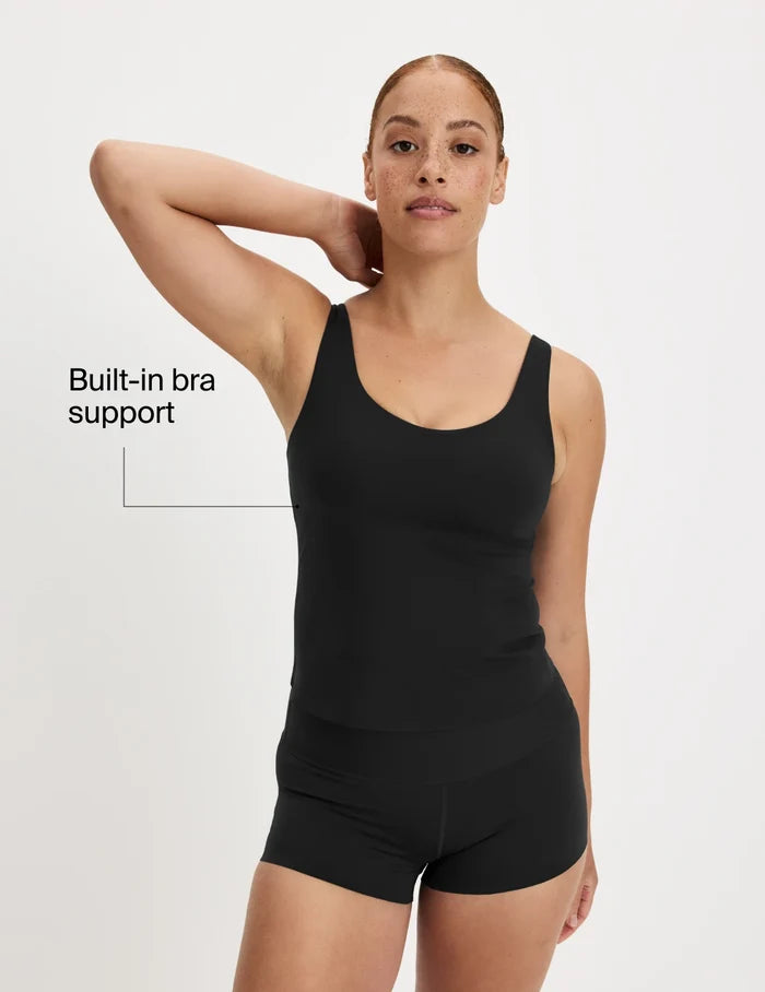| Front view of model highlighting the coverage and fit | Black