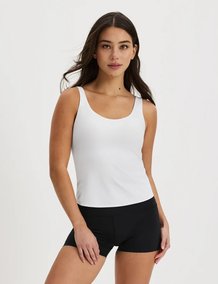 | Front view of model highlighting the coverage and fit | Bright White